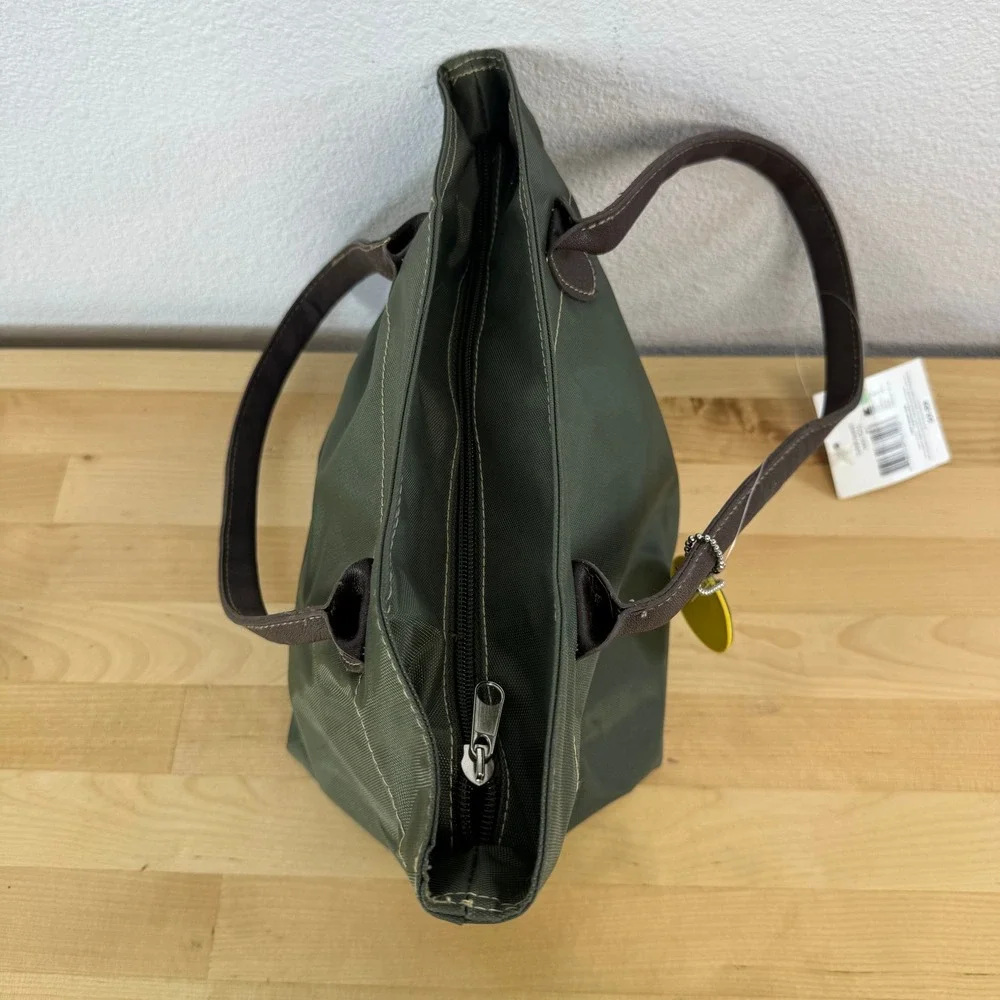 Joe Boxer Olive Green Nylon Tote Bag Smiley Face Charm Y2K Vintage Style NEW